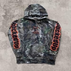 Bucked Up Camo Hoodie Orange Logo XL Hardwoods Gorpcore Boxy Sweatshirt Hooded
